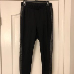 IMAN Black Leggings Size Large Leather Side Detail
